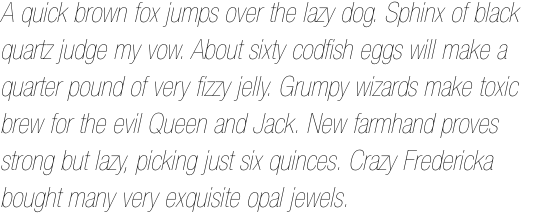 Neue Helvetica Std 27 Condensed Ultra Light Oblique