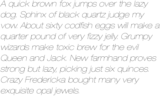 Neue Helvetica Std 23 Extended Ultra Light Oblique