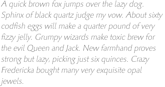 Palatino Sans Pro Ultra Light Italic